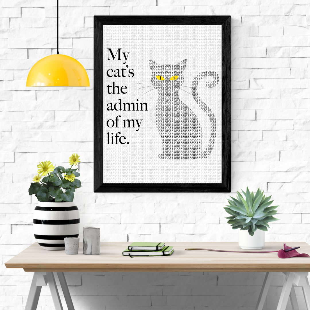 Cat Binary Code Print