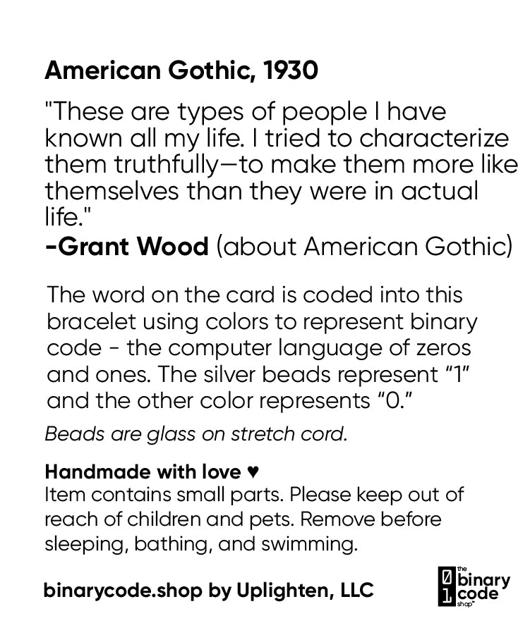 "authentic" American Gothic binary code bracelet