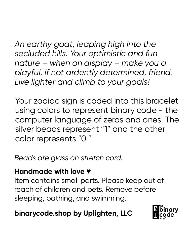 "aquarius" Zodiac Binary Code Bracelet