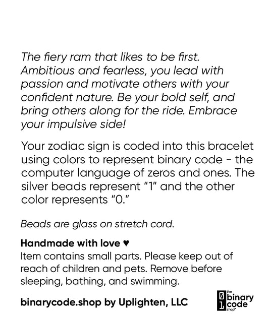 "aries" Zodiac Binary Code Bracelet
