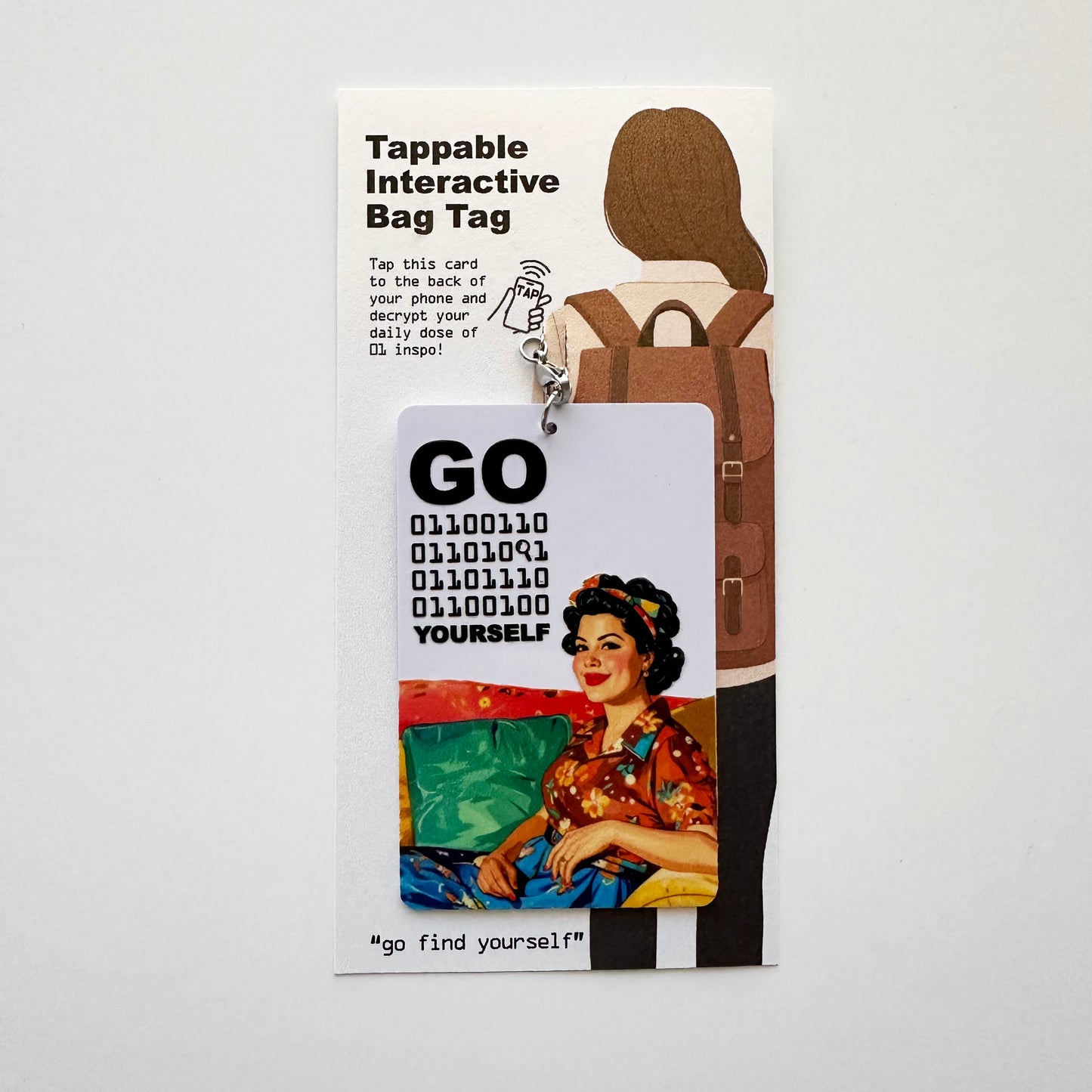 Tappable Interactive Binary Code Bag Tag