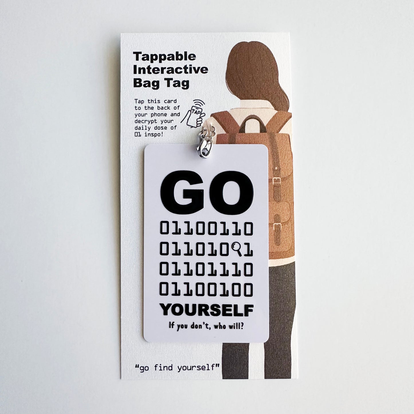 Tappable Interactive Binary Code Bag Tag