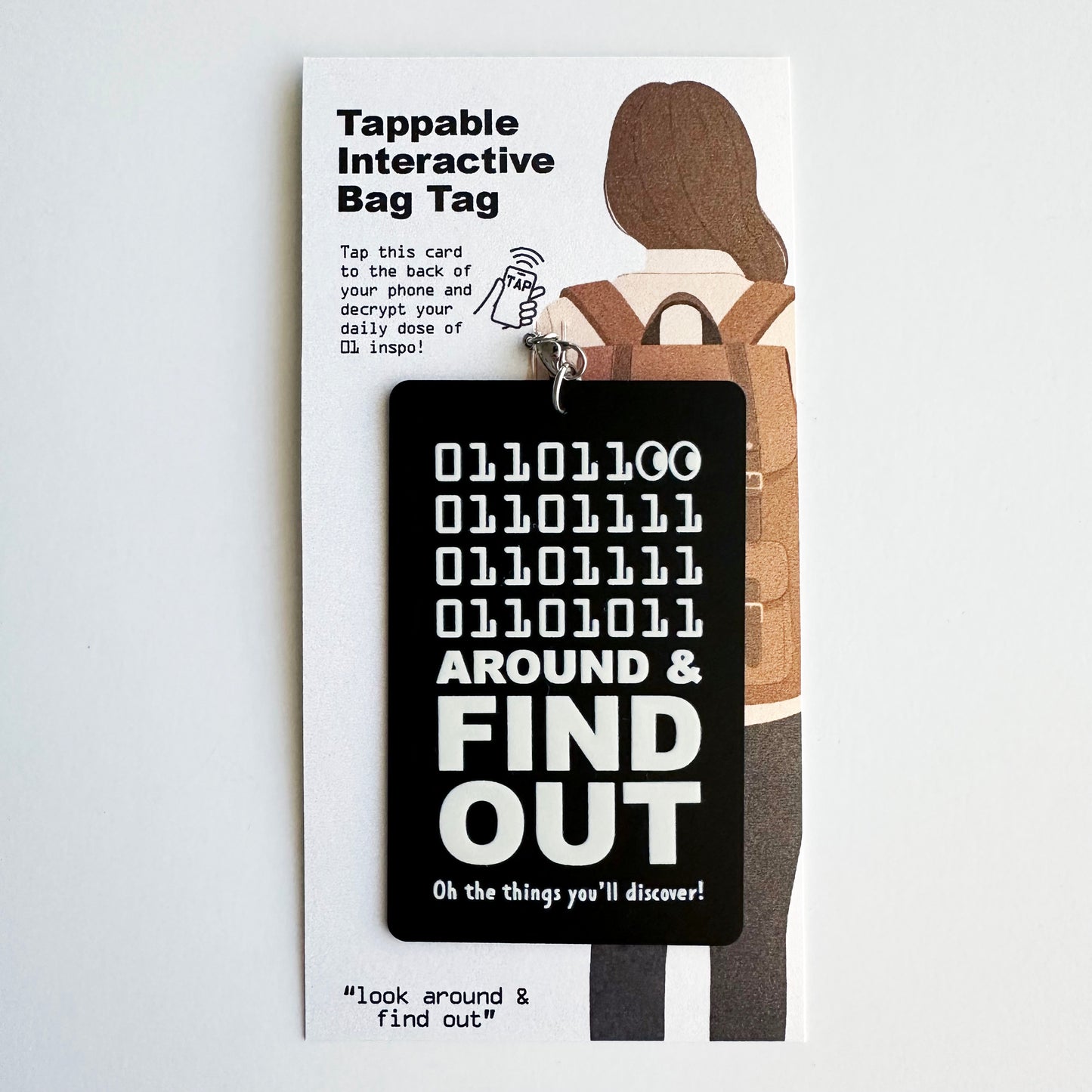 Tappable Interactive Binary Code Bag Tag