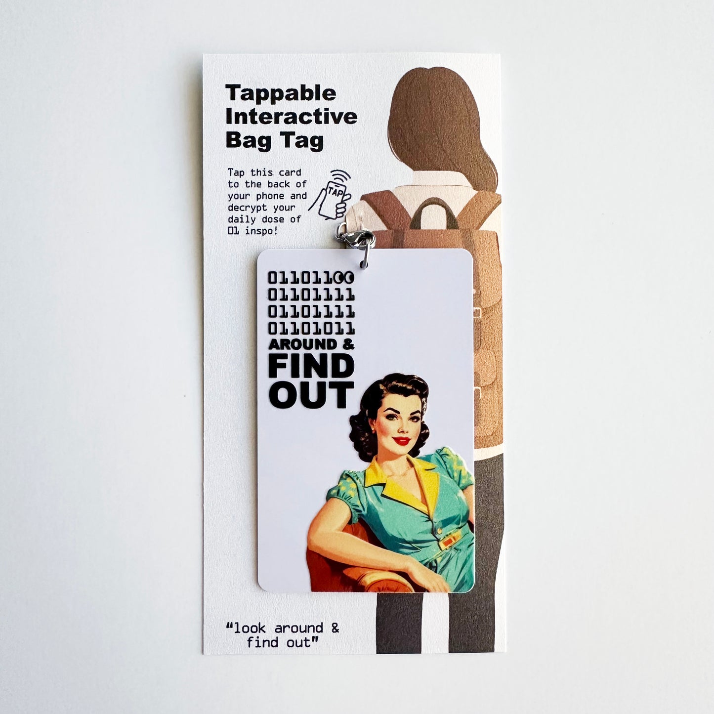 Tappable Interactive Binary Code Bag Tag