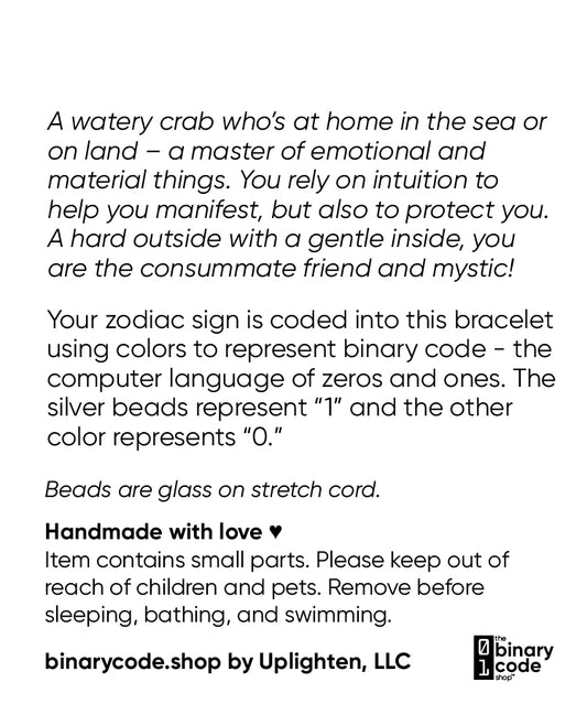 "cancer" Zodiac Binary Code Bracelet