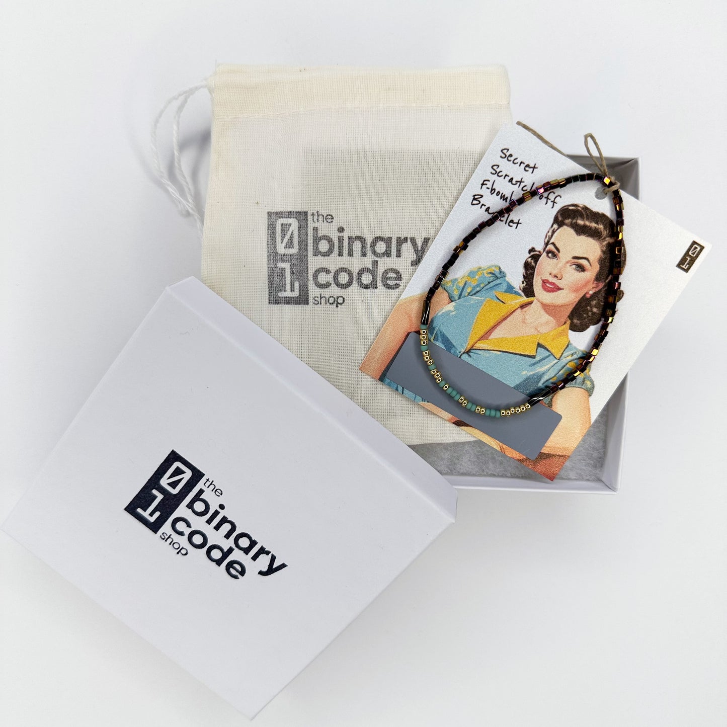 Secret F-bomb Scratch-Off Binary Code Bracelet