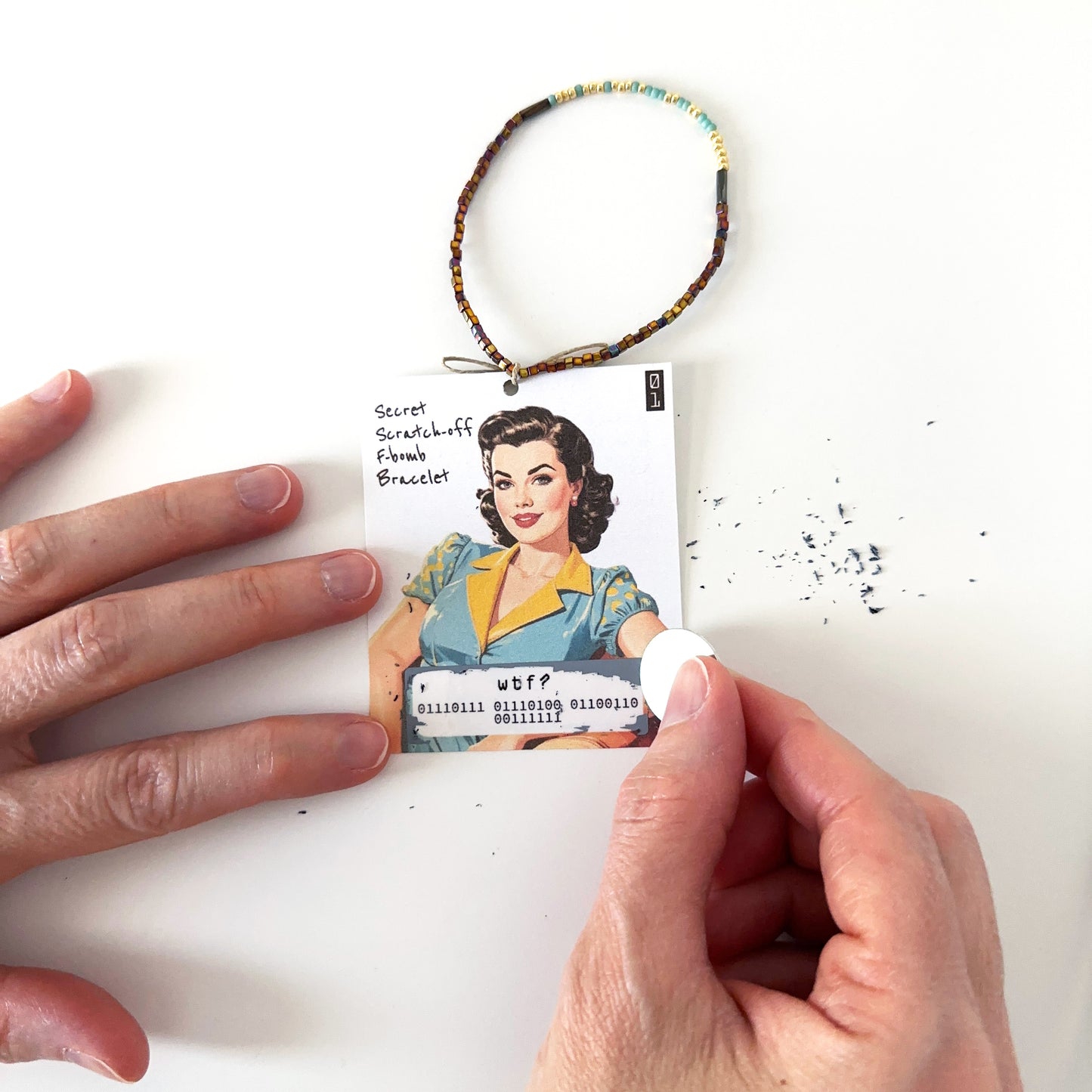 Secret F-bomb Scratch-Off Binary Code Bracelet