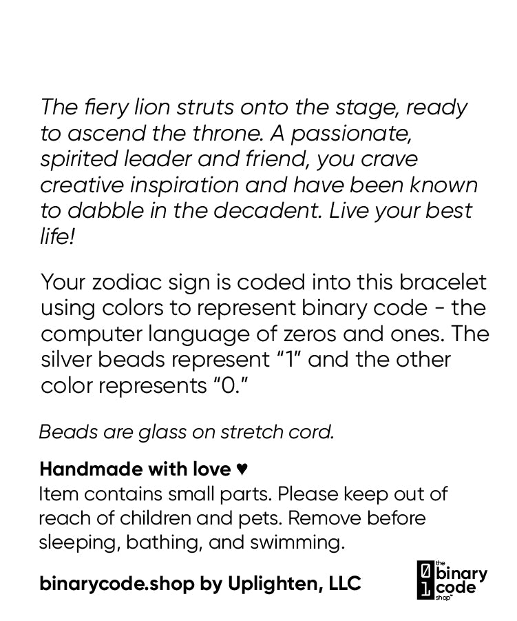 "Leo" Zodiac Binary Code Bracelet