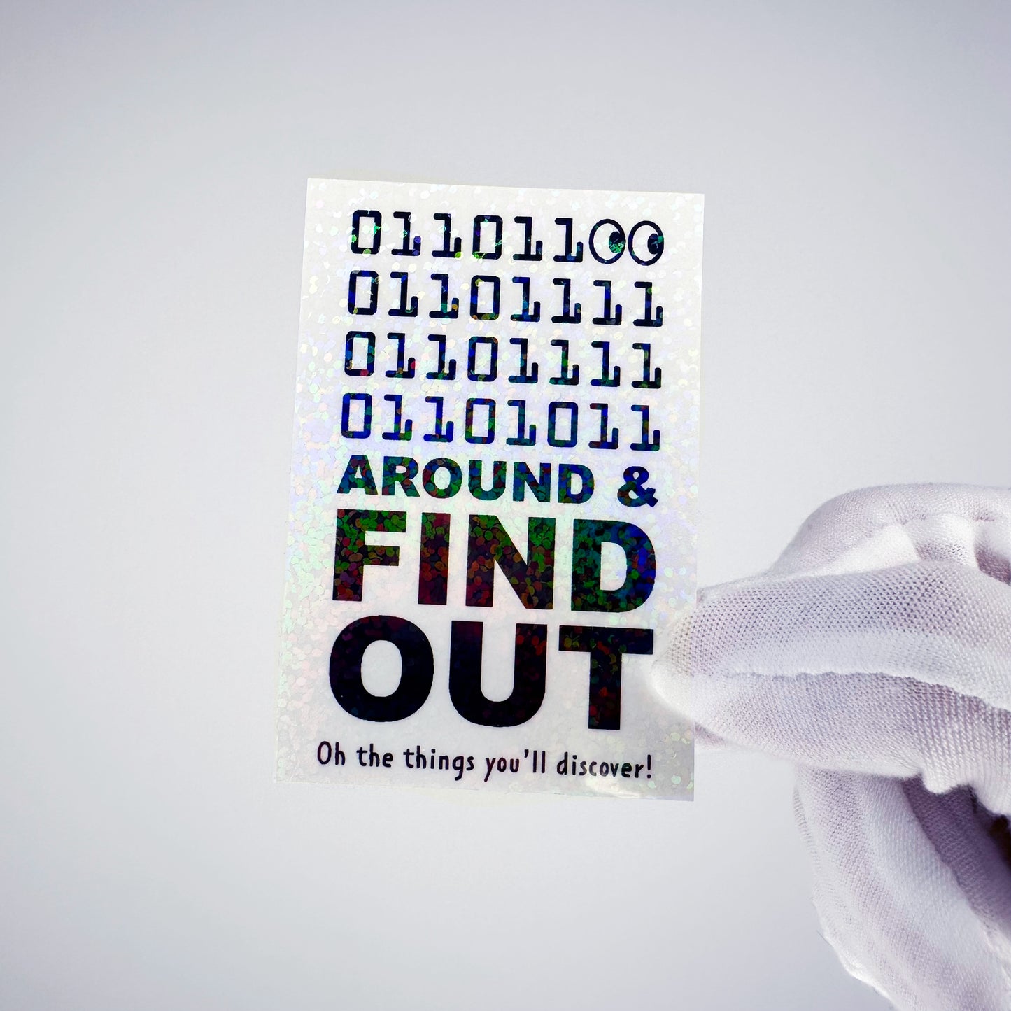 "look" Around & Find Out Binary Code Sticker
