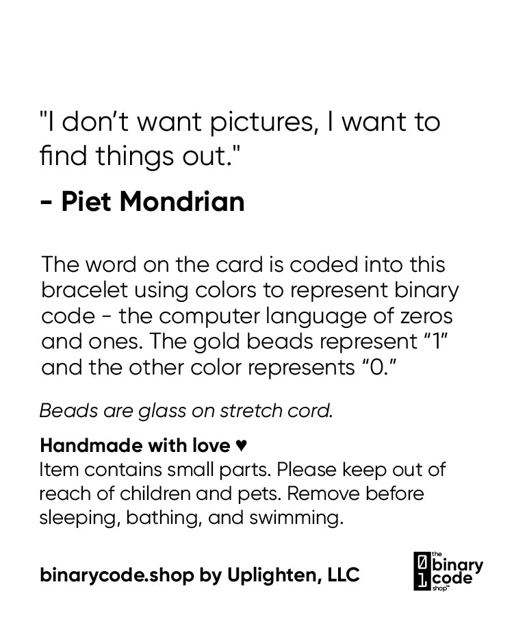 "explore" Mondrian binary code bracelet