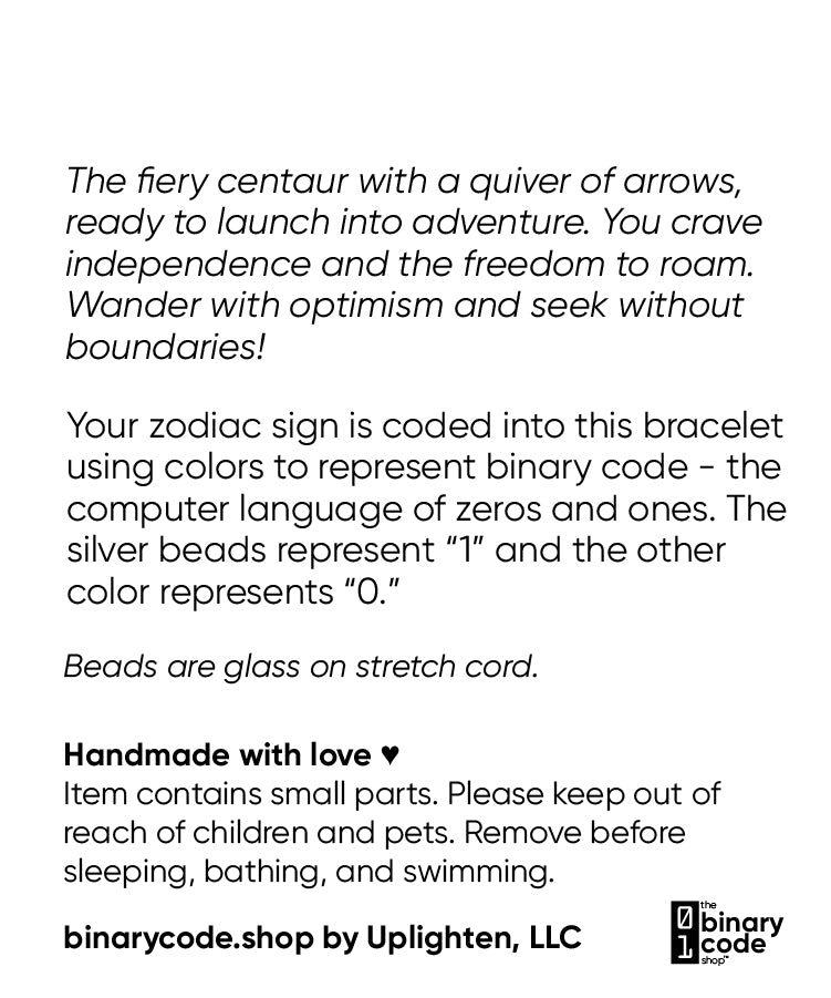 "sagittarius" Zodiac Binary Code Bracelet