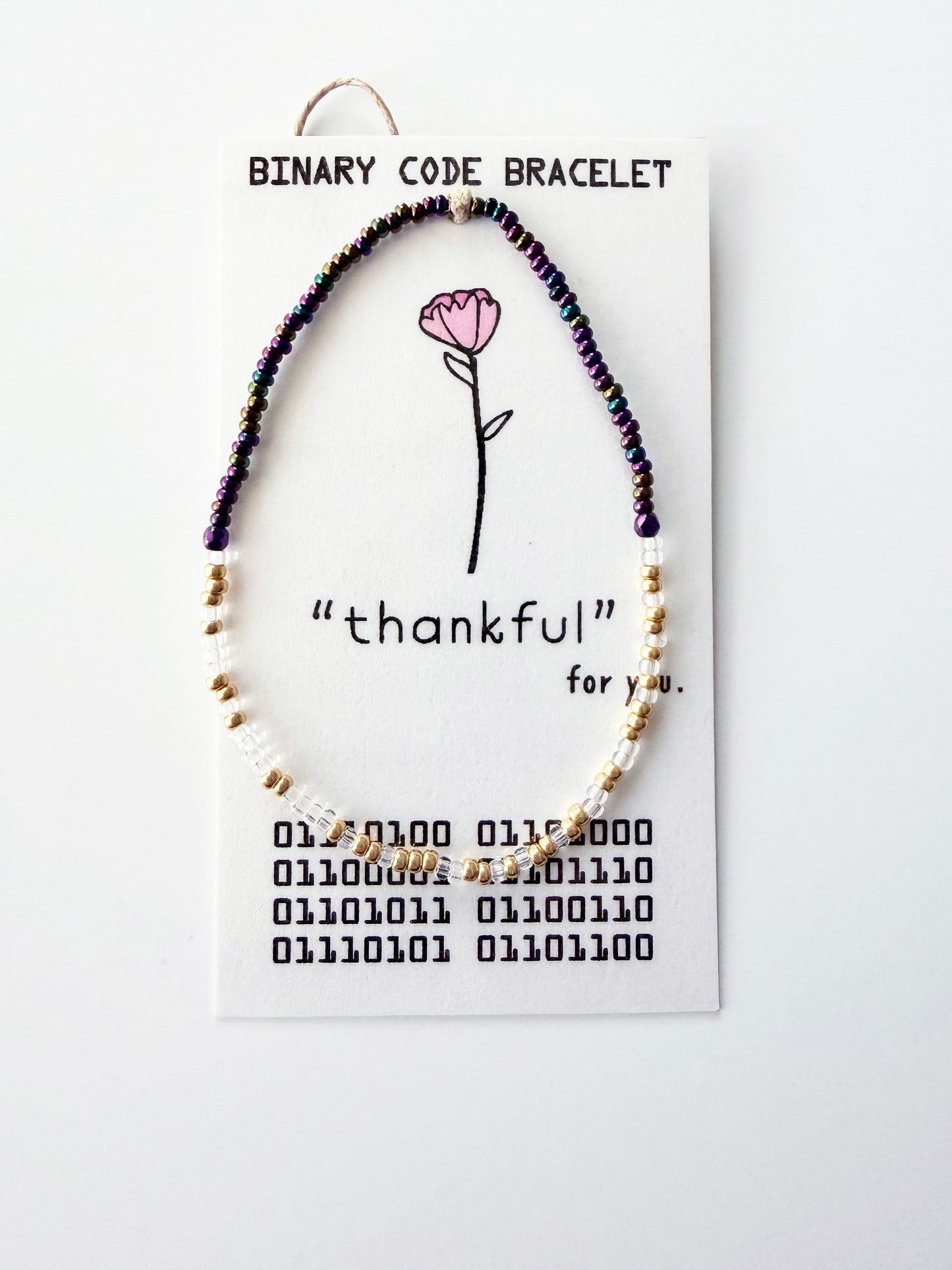 "thankful" Binary Code Bracelet