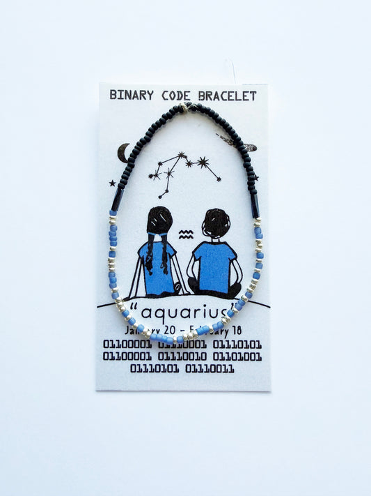 "aquarius" Zodiac Binary Code Bracelet