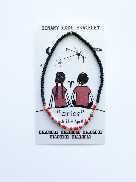 "aries" Zodiac Binary Code Bracelet