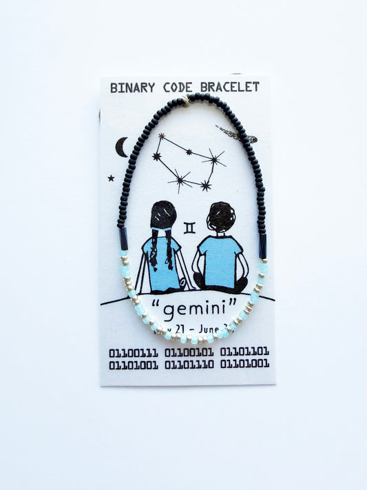 "gemini" Zodiac Binary Code Bracelet
