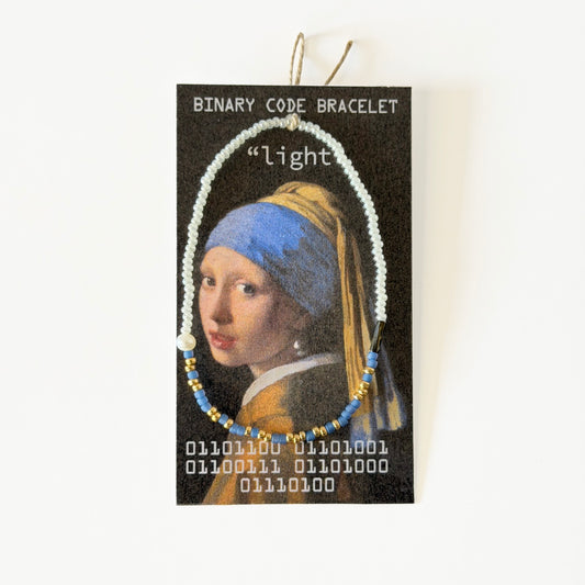 "light" Girl with a Pearl Earring binary code bracelet