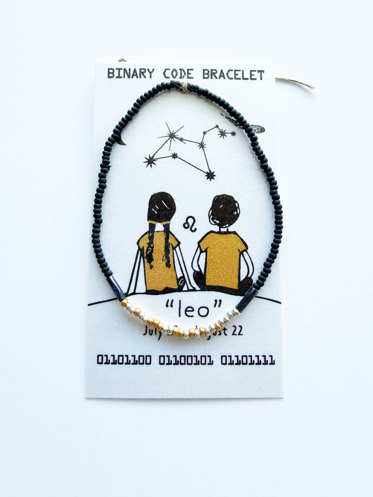 "Leo" Zodiac Binary Code Bracelet