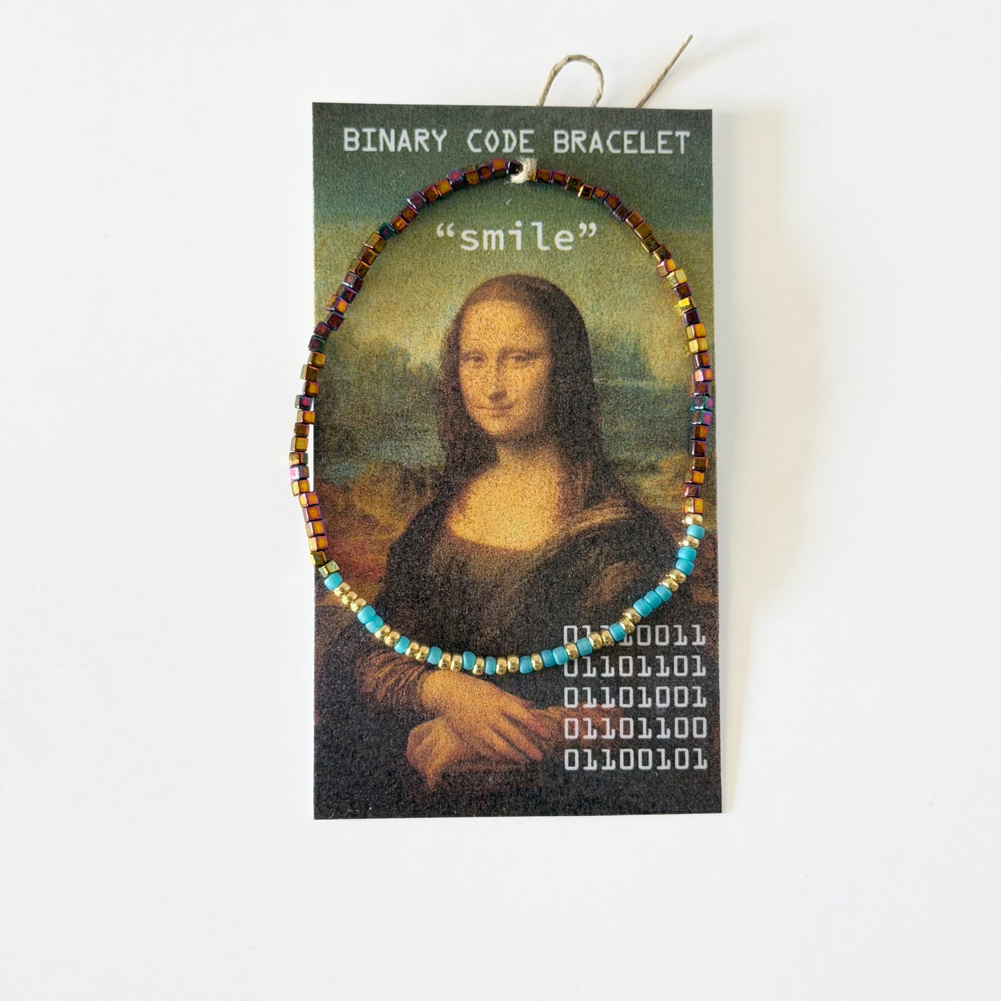 "smile" Mona Lisa binary code bracelet