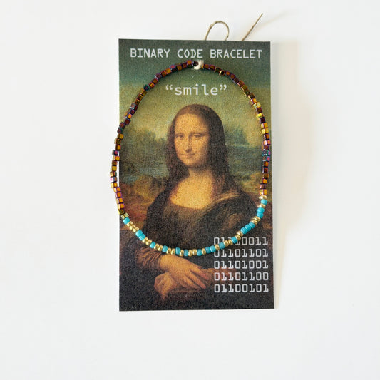 "smile" Mona Lisa binary code bracelet