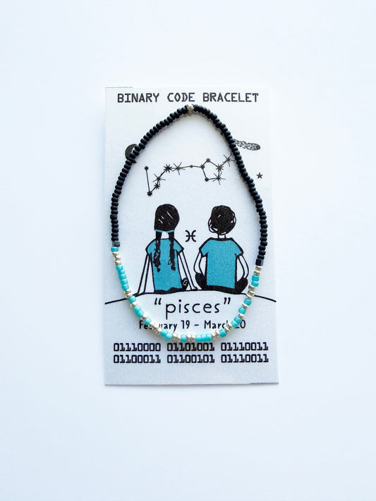 "pisces" Zodiac Binary Code Bracelet
