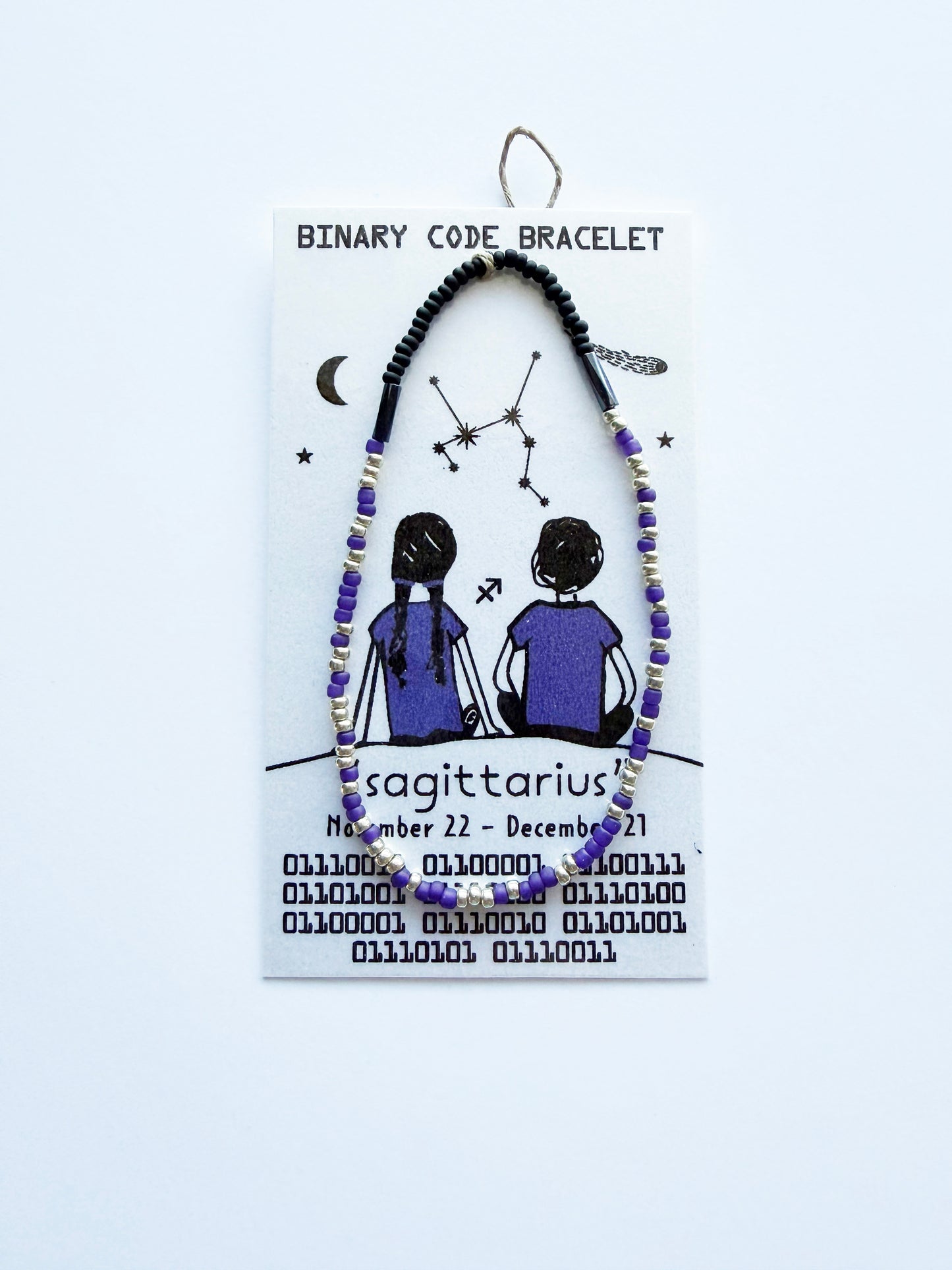 "sagittarius" Zodiac Binary Code Bracelet