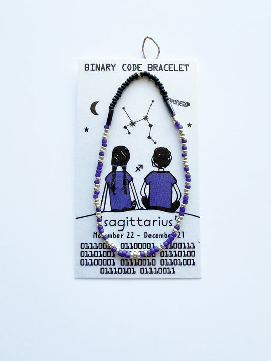 "sagittarius" Zodiac Binary Code Bracelet