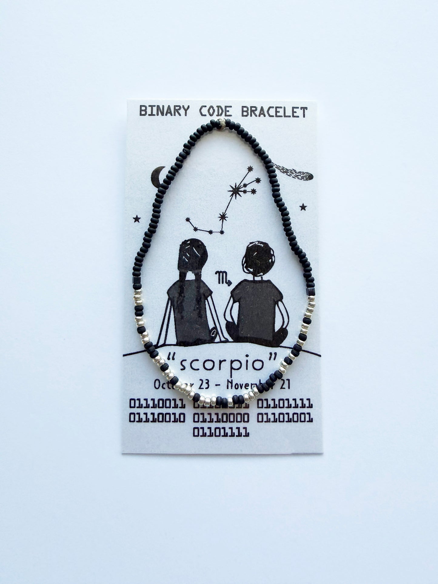"scorpio" Zodiac Binary Code Bracelet