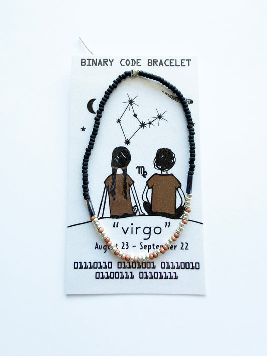 "virgo" Zodiac Binary Code Bracelet