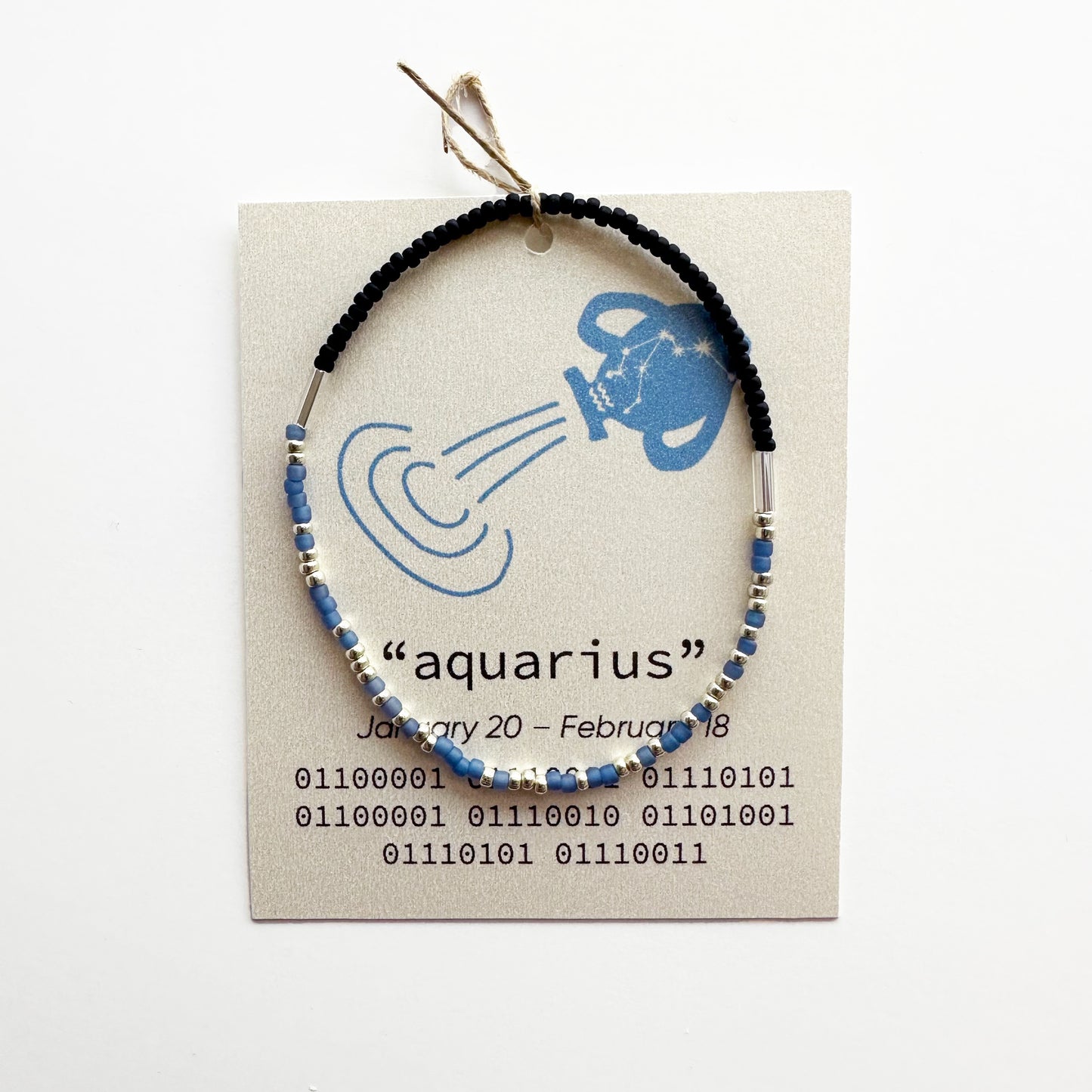 "aquarius" Zodiac Binary Code Bracelet