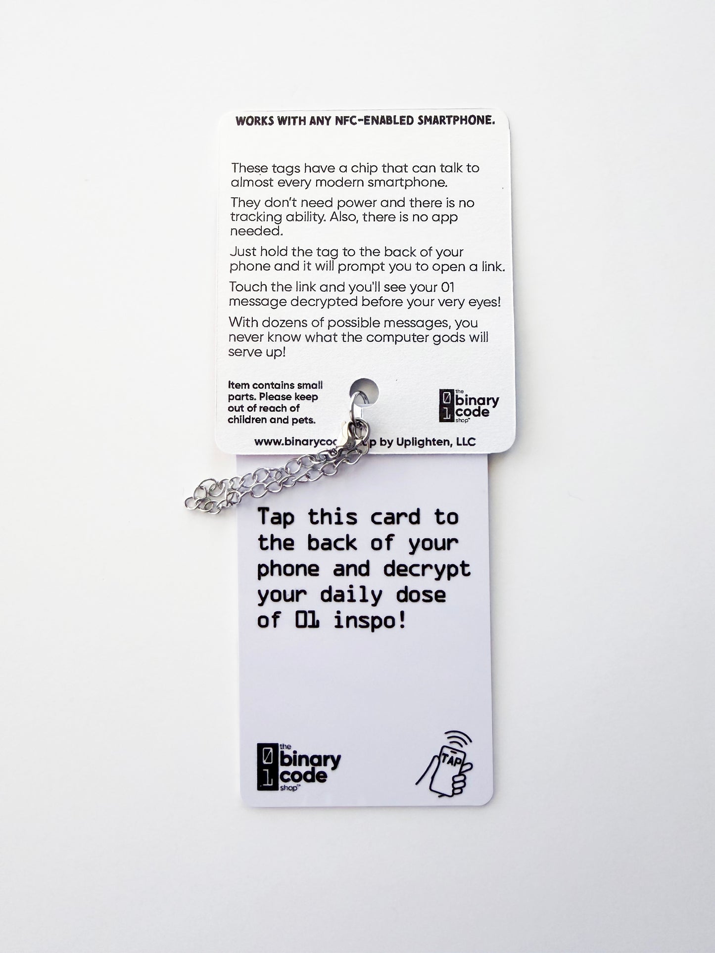 Tappable Interactive Binary Code Bag Tag
