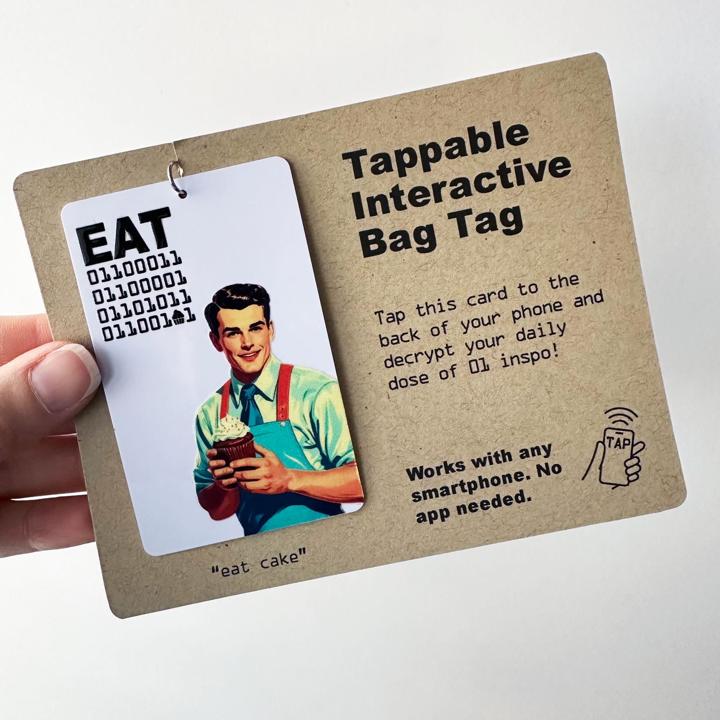Tappable Interactive Binary Code Bag Tag
