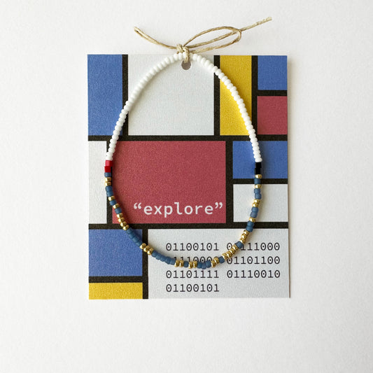 "explore" Mondrian binary code bracelet