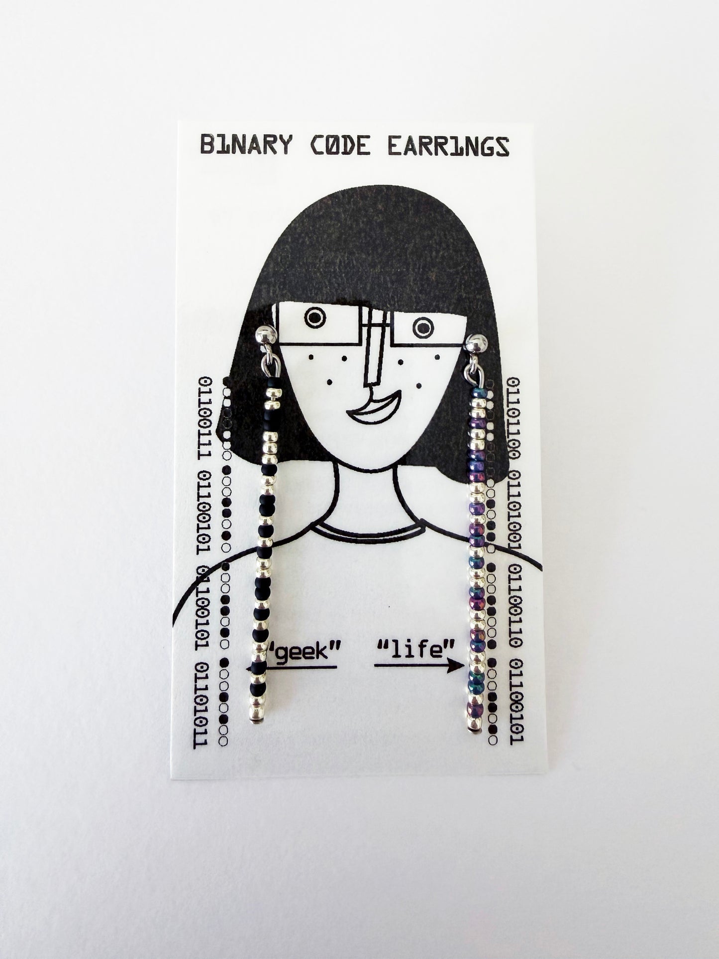 Binary Code "geek life" Earrings