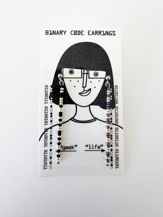 Binary Code "geek life" Earrings