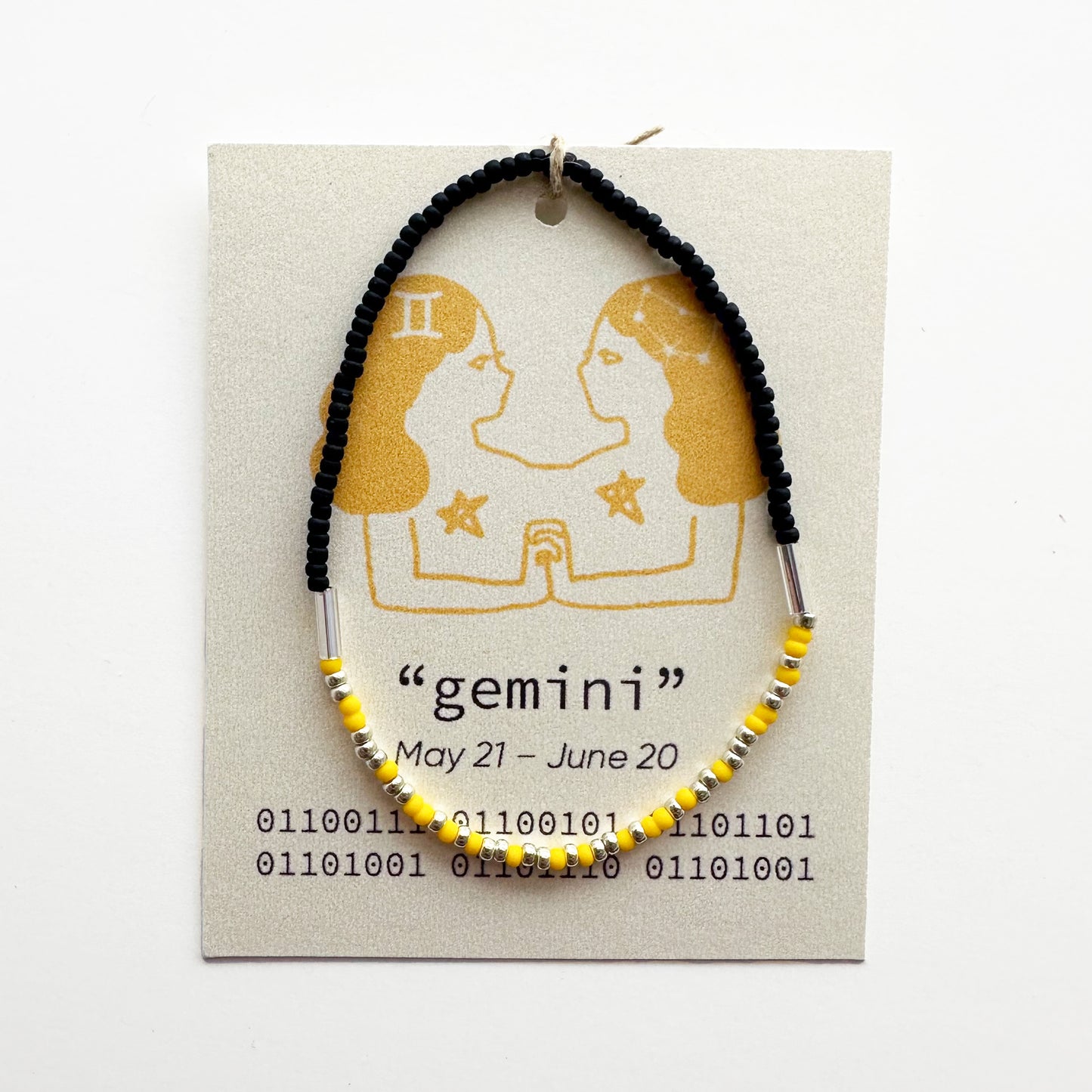 "gemini" Zodiac Binary Code Bracelet