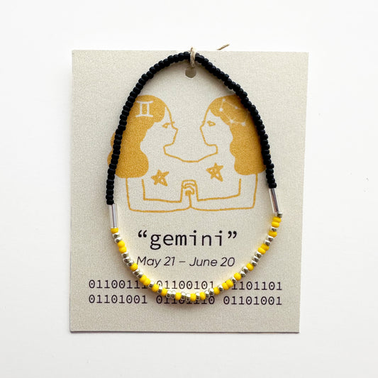 "gemini" Zodiac Binary Code Bracelet