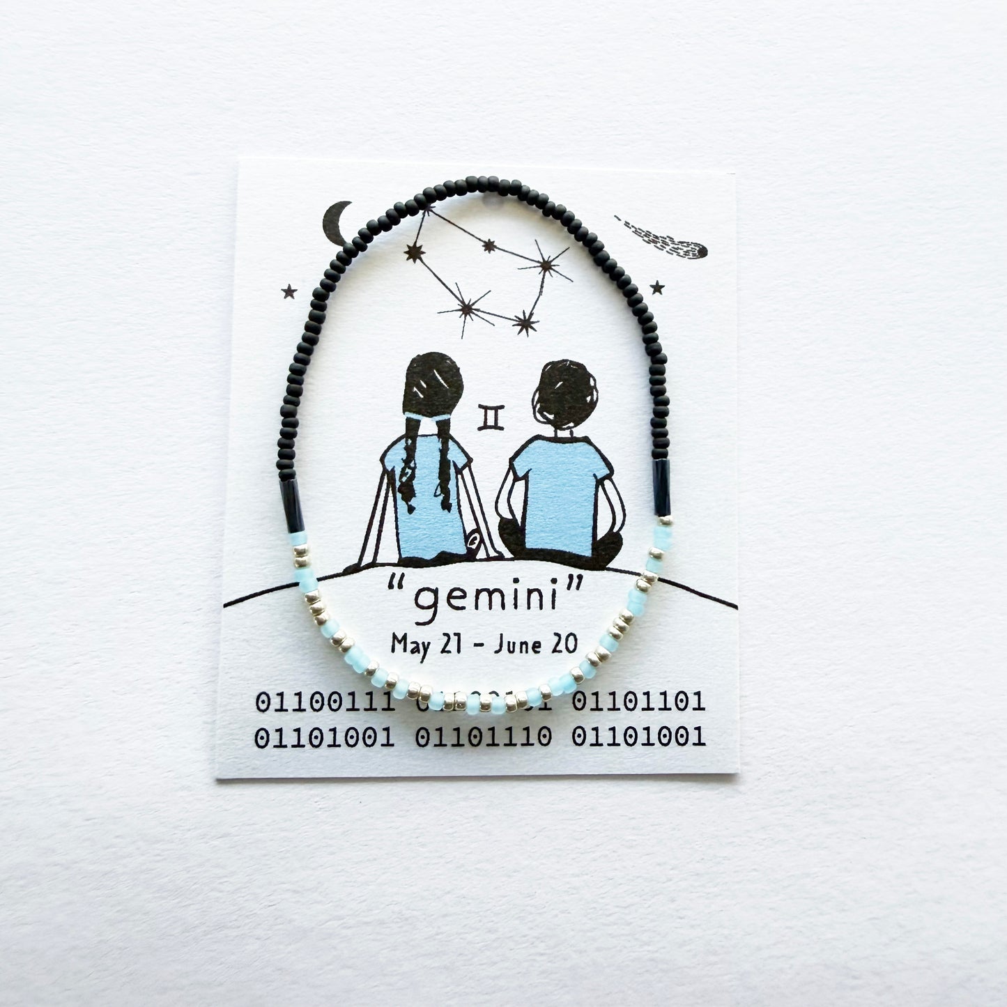 "gemini" Zodiac Binary Code Bracelet
