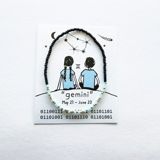 "gemini" Zodiac Binary Code Bracelet