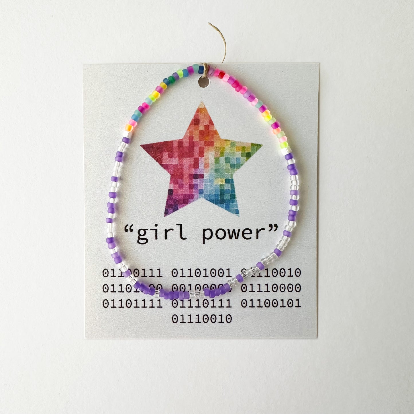 "girl power" Binary Code Bracelet