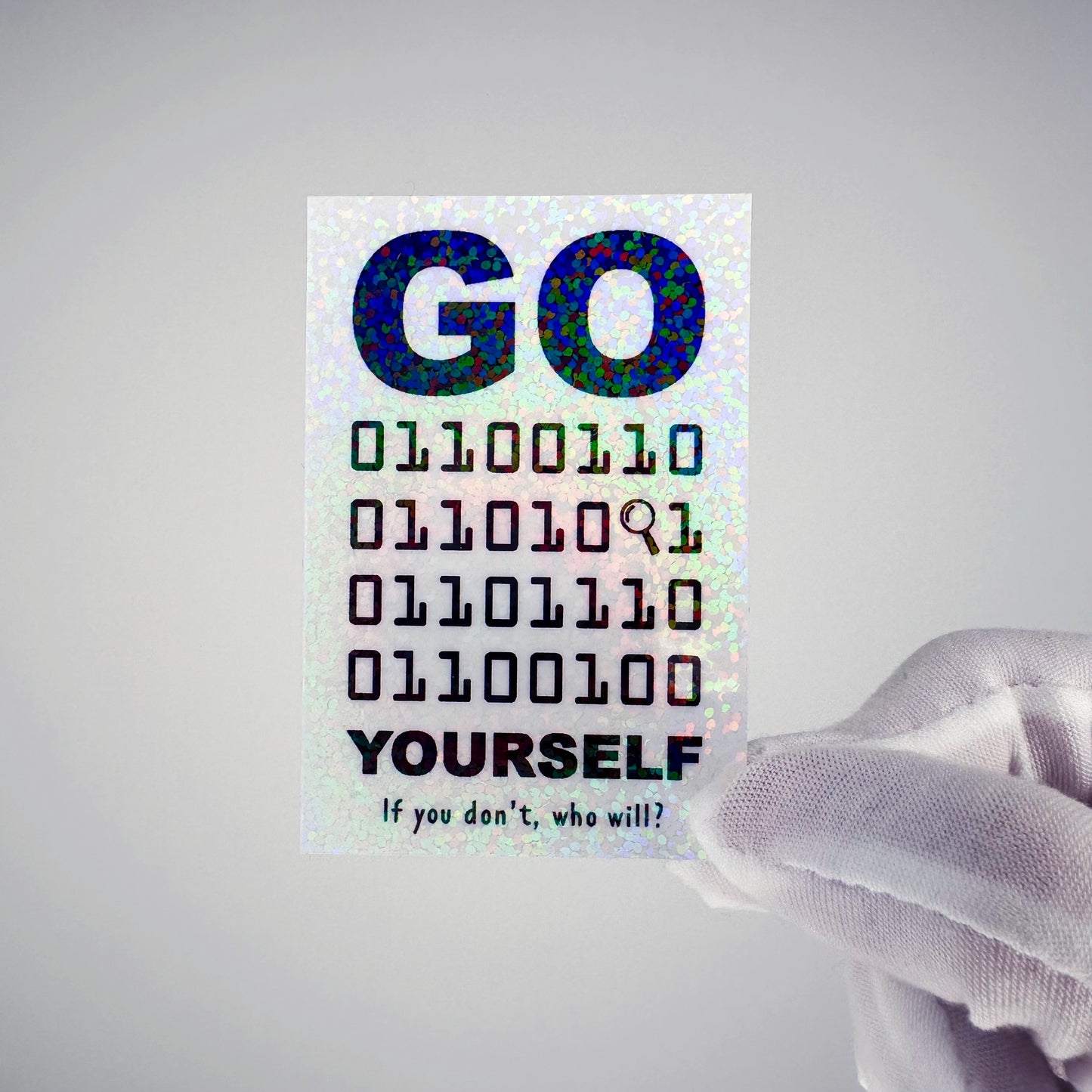 Go "find" Yourself Binary Code Sticker