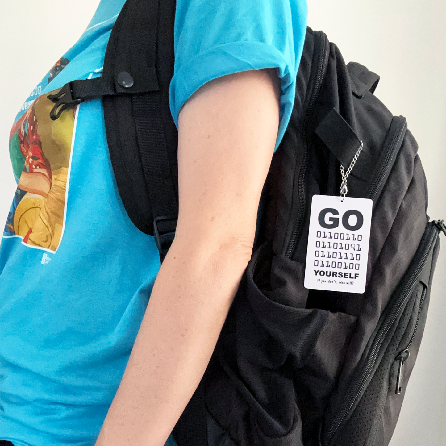 Tappable Interactive Binary Code Bag Tag