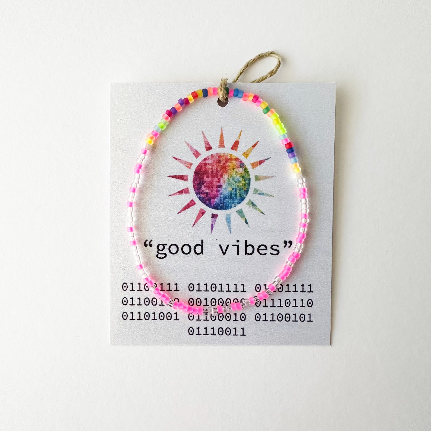 "good vibes" Binary Code Bracelet