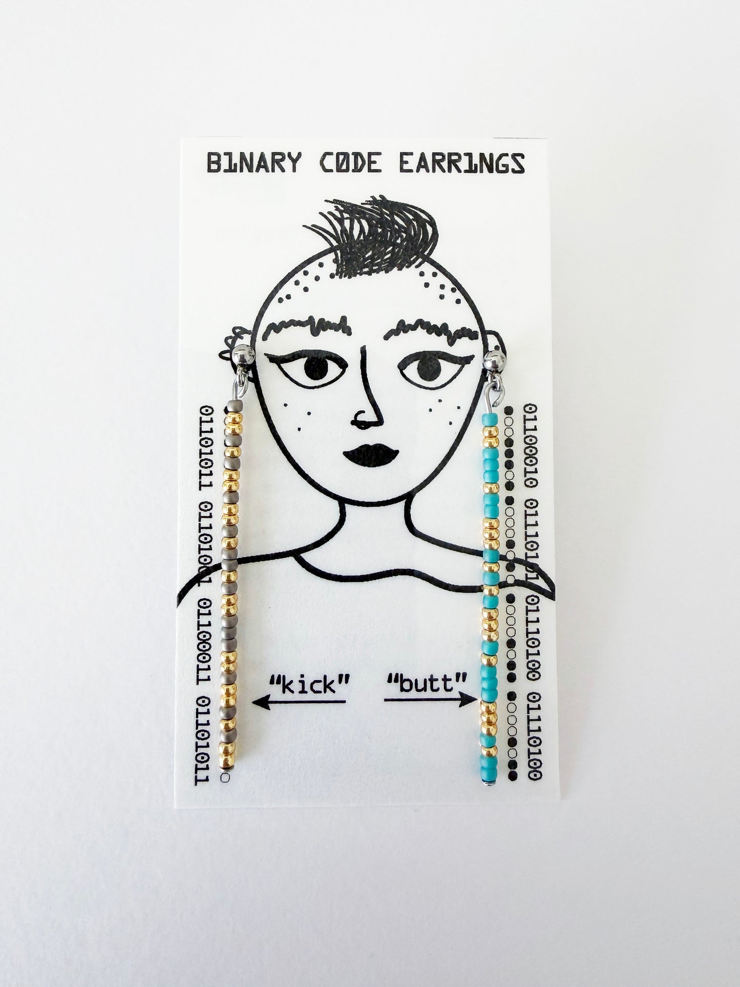 Binary Code "kick butt" Earrings