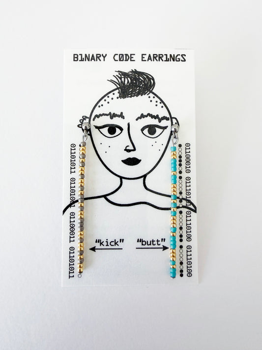 Binary Code "kick butt" Earrings