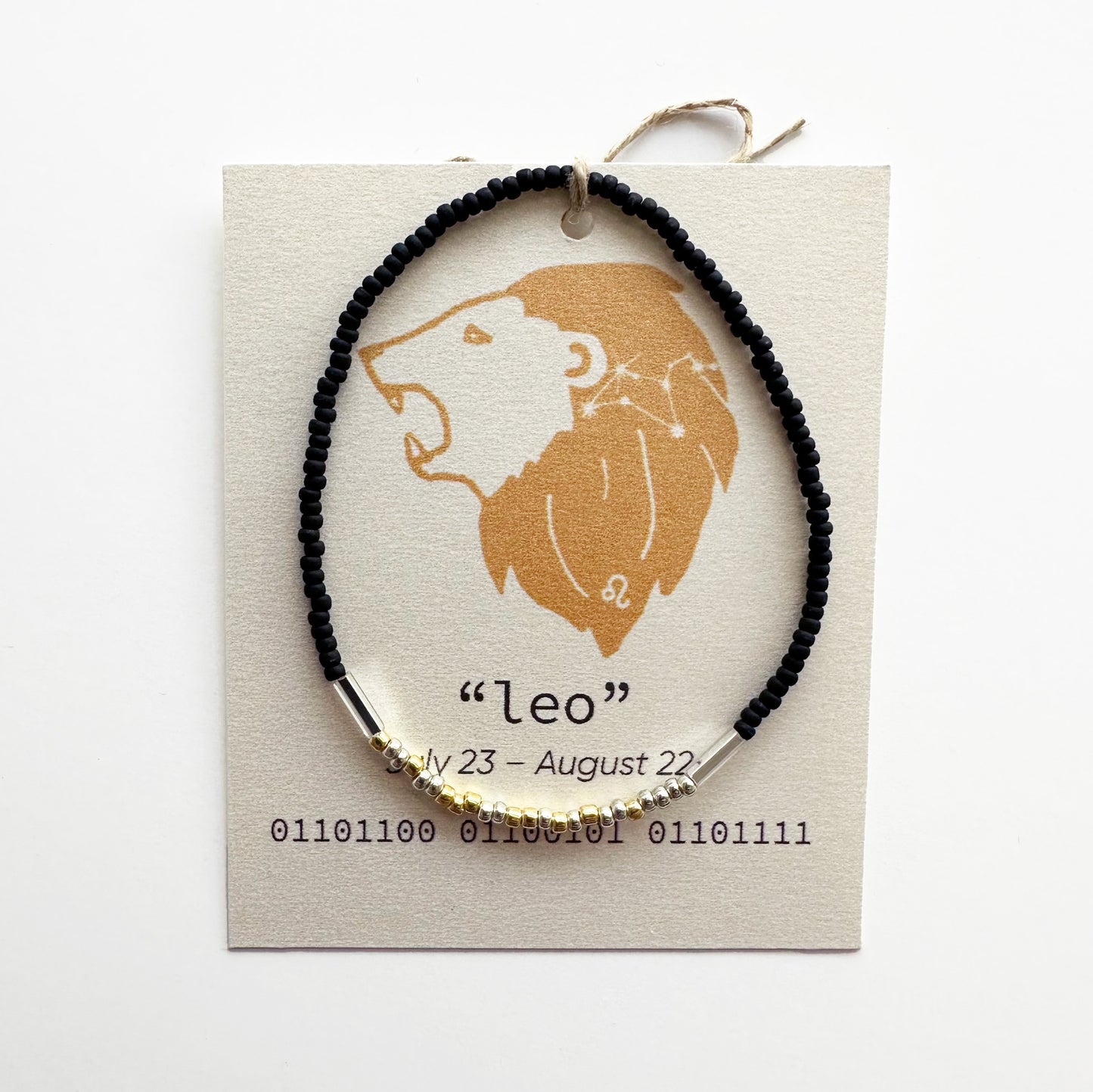 "Leo" Zodiac Binary Code Bracelet