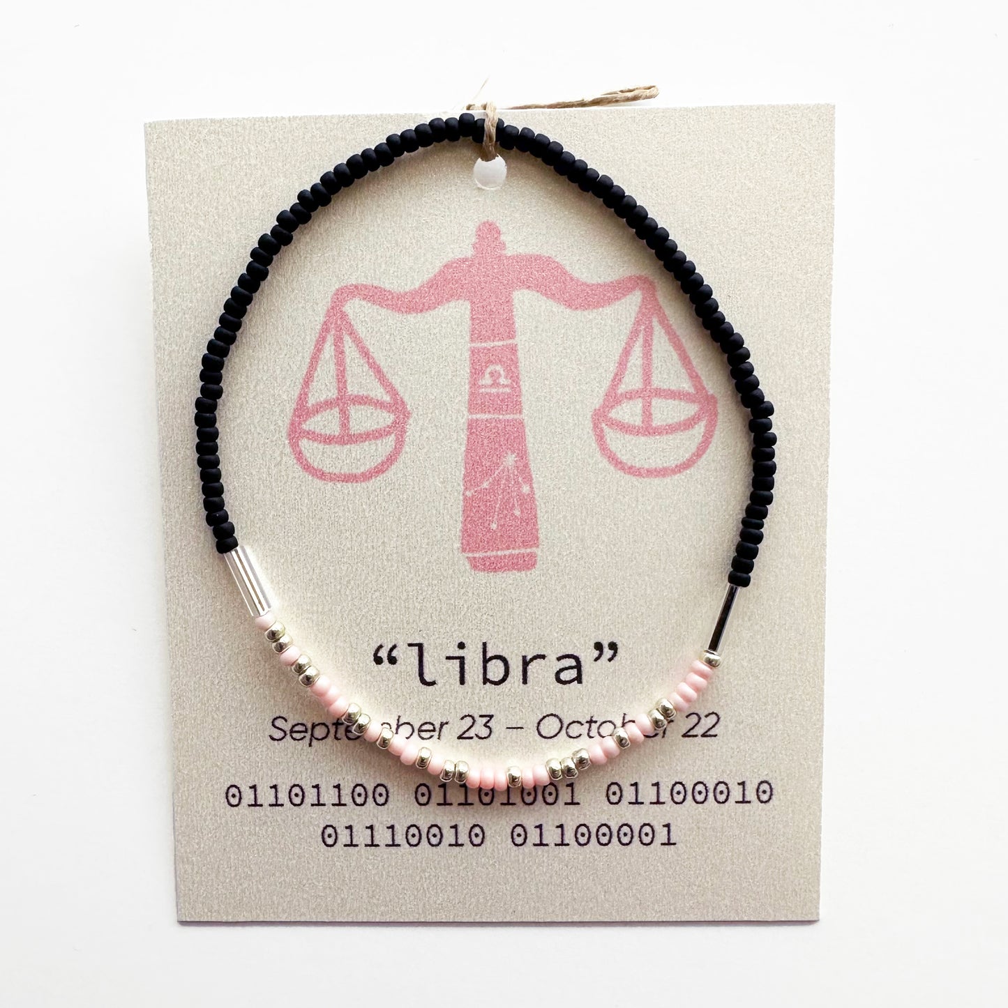 "libra" Zodiac Binary Code Bracelet