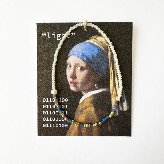 "light" Girl with a Pearl Earring binary code bracelet