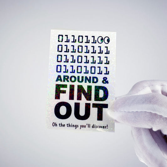 "look" Around & Find Out Binary Code Sticker