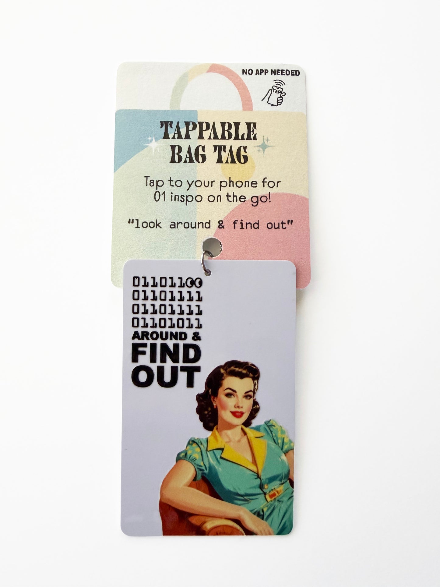 Tappable Interactive Binary Code Bag Tag