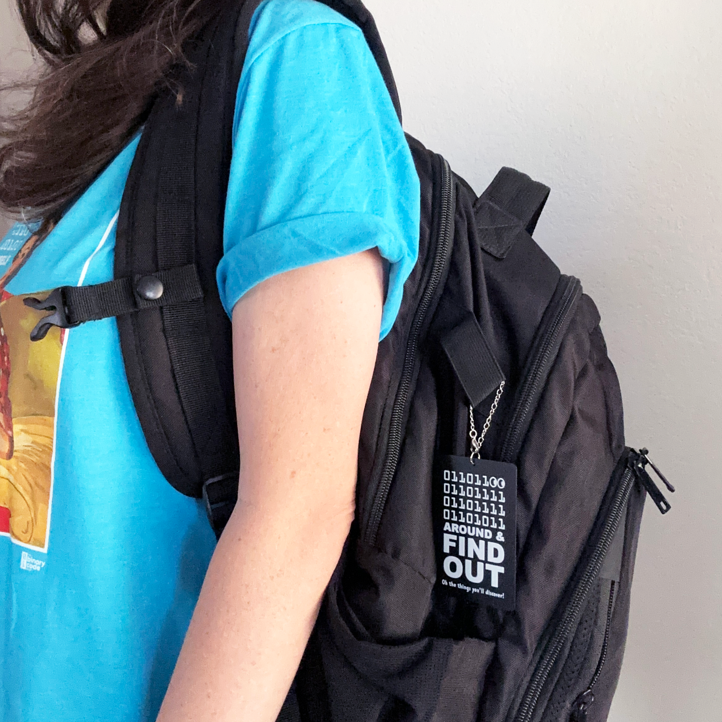 Tappable Interactive Binary Code Bag Tag